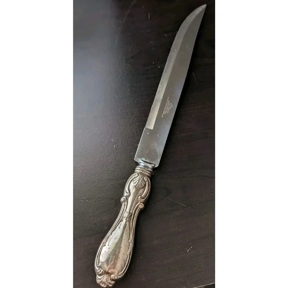 Sheffield French Provincial Sterling Silver Weighted Meat Carving Set Knife Fork